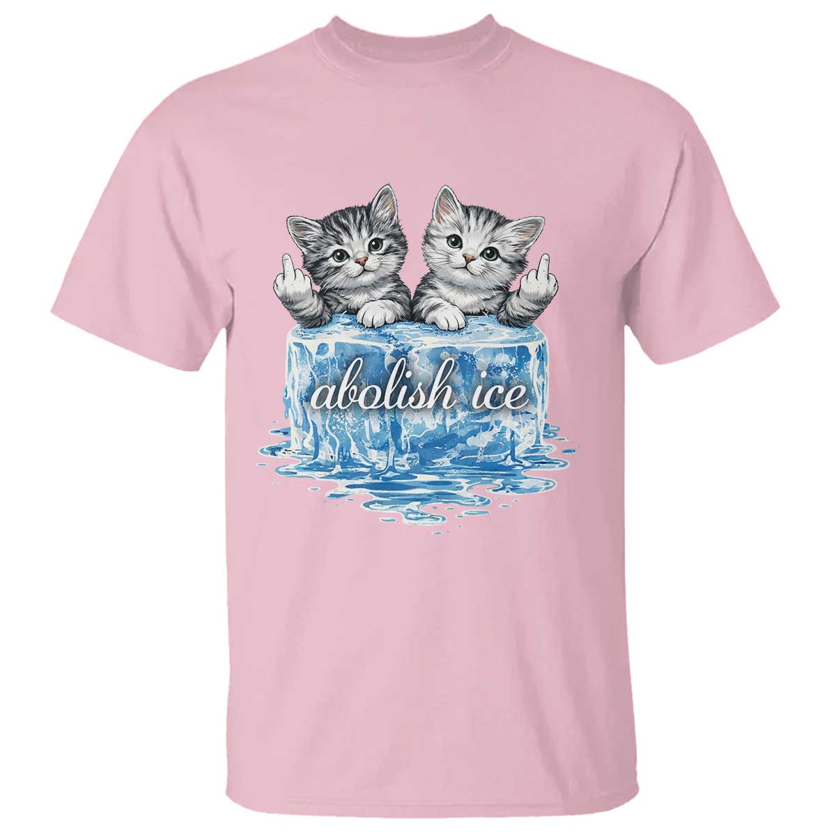 Abolish Ice T Shirt Cute Cat Melting Ice Pro Immigrant TS11 Light Pink Print Your Wear