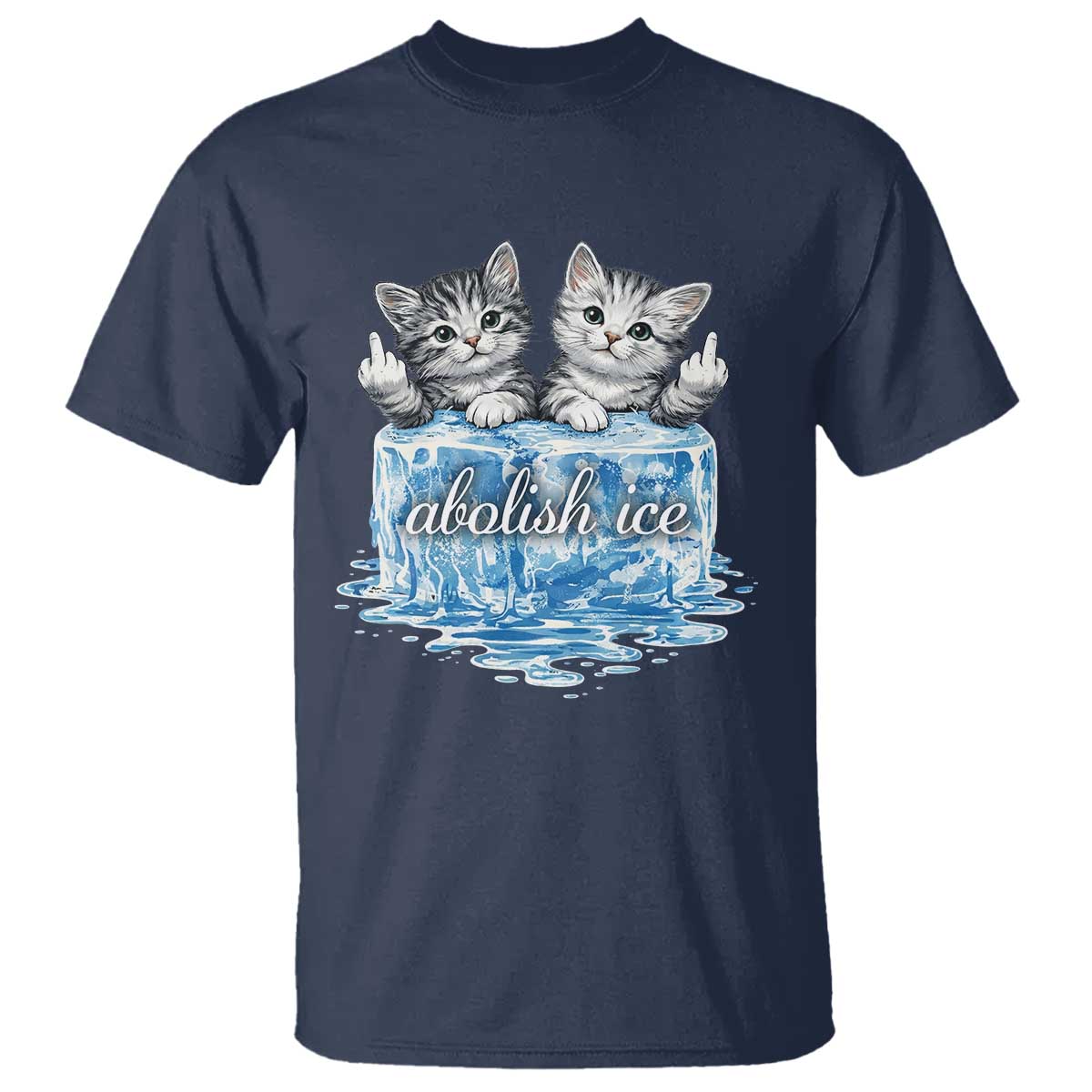 Abolish Ice T Shirt Cute Cat Melting Ice Pro Immigrant TS11 Navy Print Your Wear