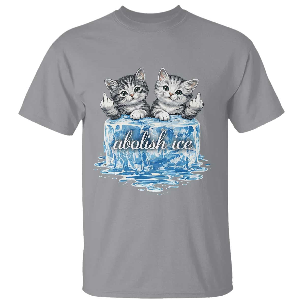 Abolish Ice T Shirt Cute Cat Melting Ice Pro Immigrant TS11 Sport Gray Print Your Wear