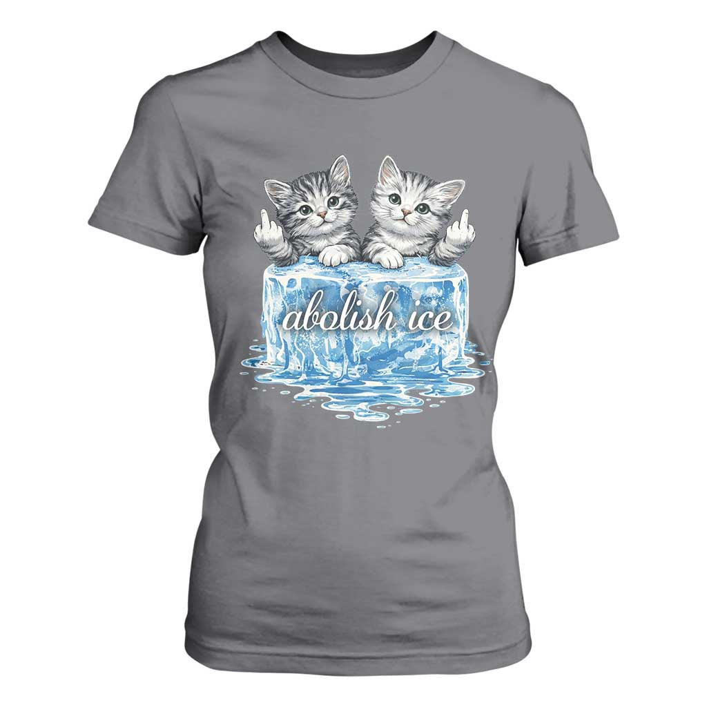 Abolish Ice T Shirt For Women Cute Cat Melting Ice Pro Immigrant TS11 Charcoal Print Your Wear