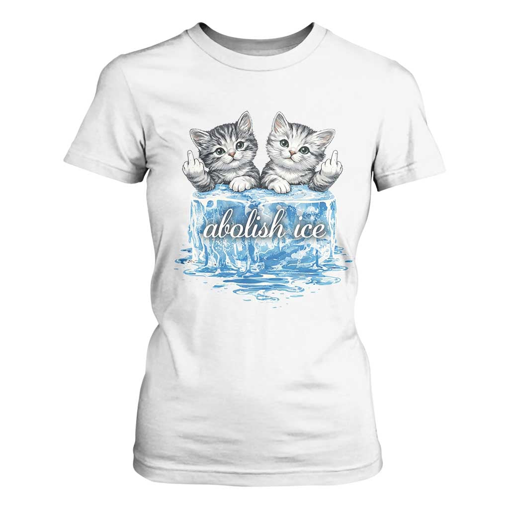 Abolish Ice T Shirt For Women Cute Cat Melting Ice Pro Immigrant TS11 White Print Your Wear
