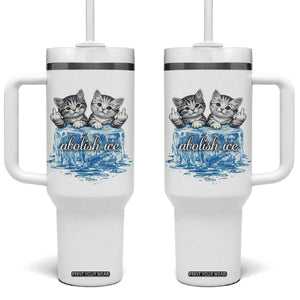 Abolish Ice Tumbler With Handle Cute Cat Melting Ice Pro Immigrant TS11 One Size: 40 oz White Print Your Wear