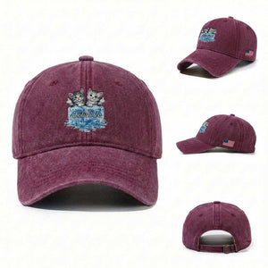 Abolish Ice Washed Cotton Baseball Cap Cute Cat Melting Ice Pro Immigrant TS11 Washed Cap Universal Fit Burgundy Print Your Wear