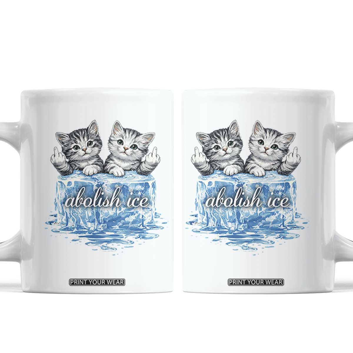Abolish Ice Coffee Mug Cute Cat Melting Ice Pro Immigrant TS11 White Print Your Wear