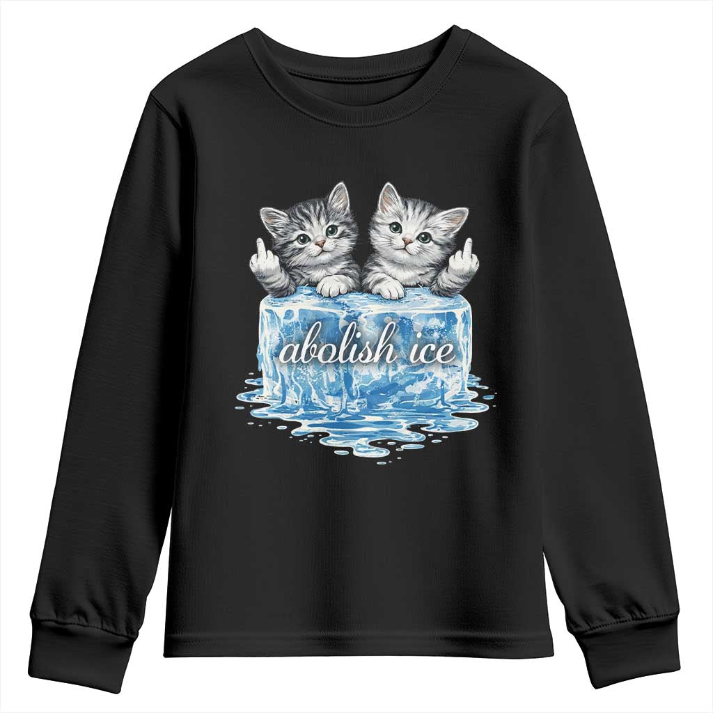 Abolish Ice Youth Sweatshirt Cute Cat Melting Ice Pro Immigrant TS11 Black Print Your Wear
