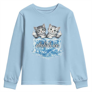 Abolish Ice Youth Sweatshirt Cute Cat Melting Ice Pro Immigrant TS11 Light Blue Print Your Wear