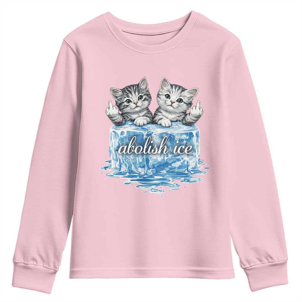 Abolish Ice Youth Sweatshirt Cute Cat Melting Ice Pro Immigrant TS11 Light Pink Print Your Wear