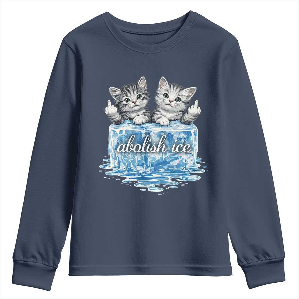 Abolish Ice Youth Sweatshirt Cute Cat Melting Ice Pro Immigrant TS11 Navy Print Your Wear