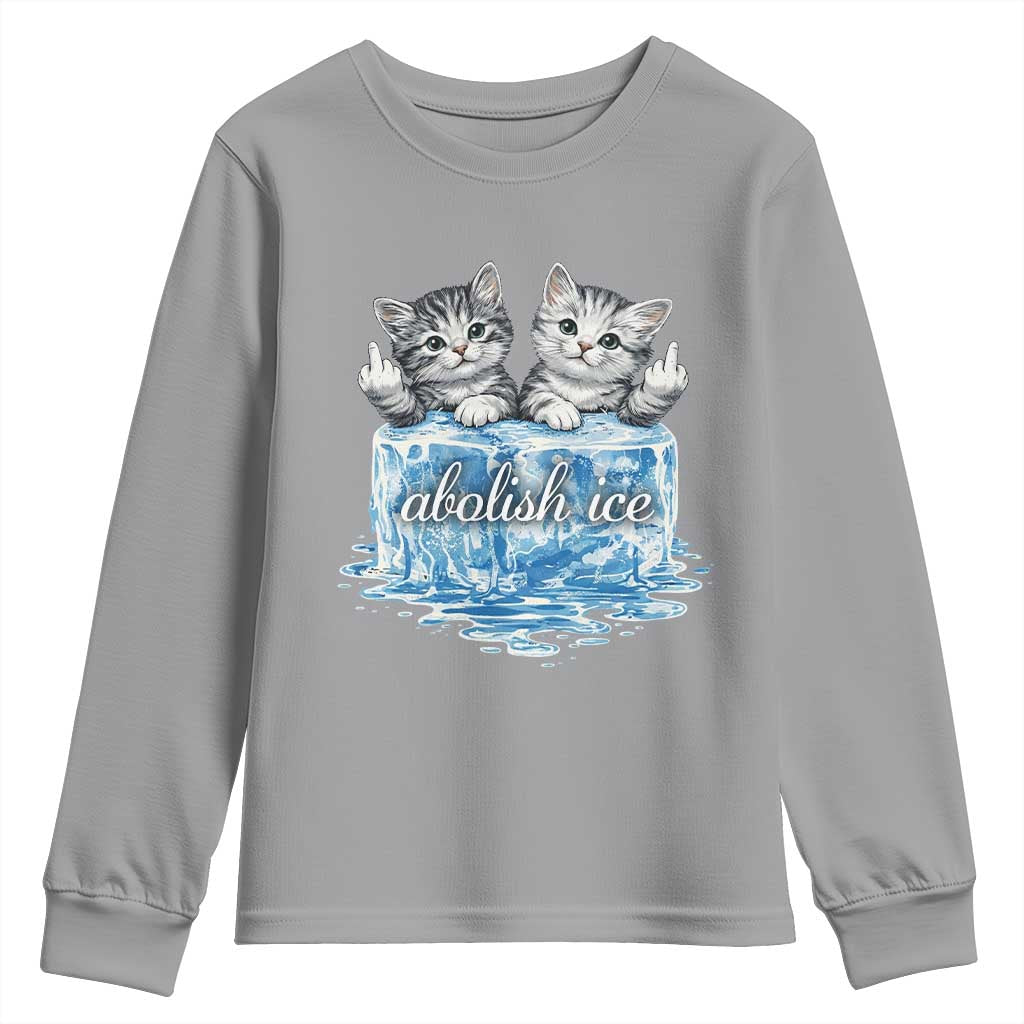 Abolish Ice Youth Sweatshirt Cute Cat Melting Ice Pro Immigrant TS11 Sport Gray Print Your Wear