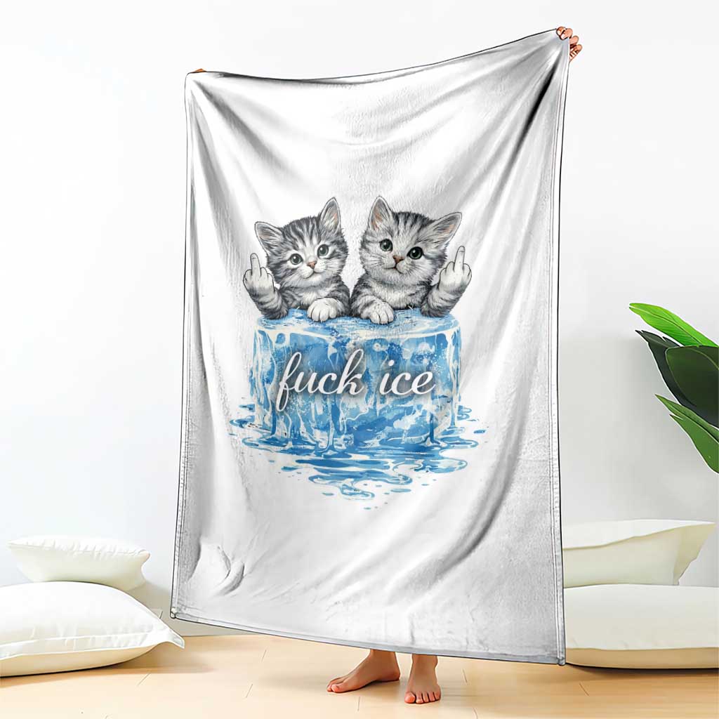 Fck Ice Throw Blanket Cute Cat Melting Ice Pro Immigrant TS11 Print Your Wear