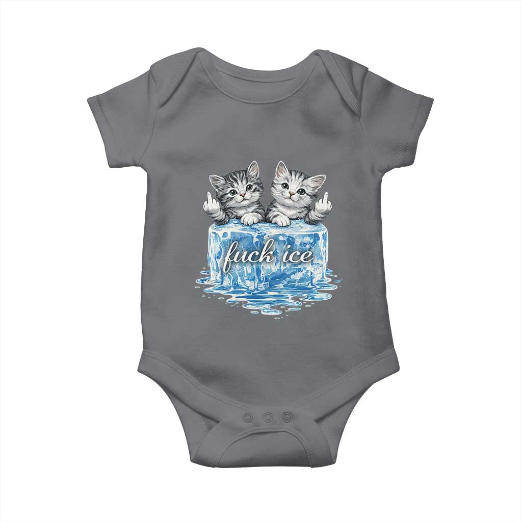 Fck Ice Baby Onesie Cute Cat Melting Ice Pro Immigrant TS11 Charcoal Print Your Wear
