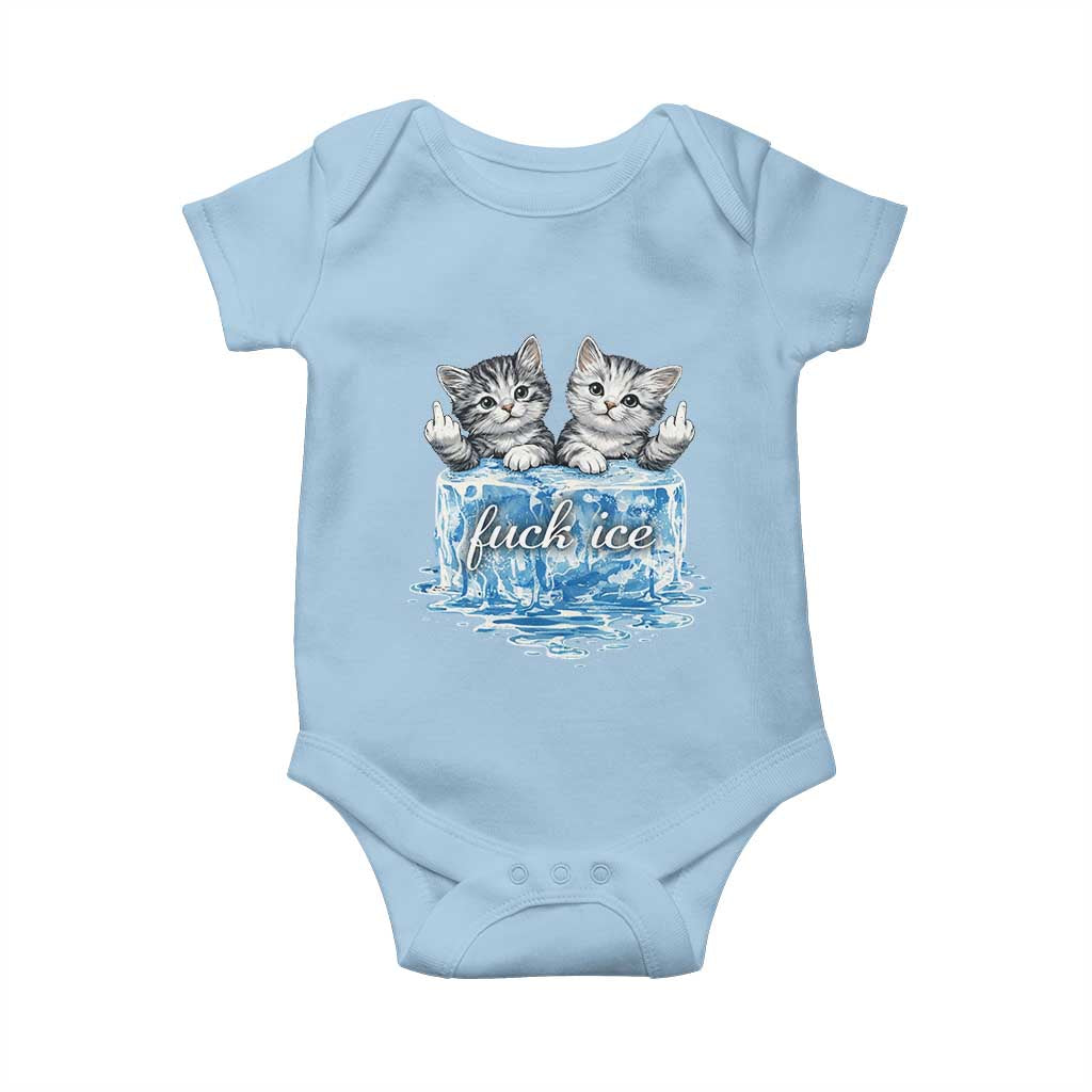Fck Ice Baby Onesie Cute Cat Melting Ice Pro Immigrant TS11 Light Blue Print Your Wear