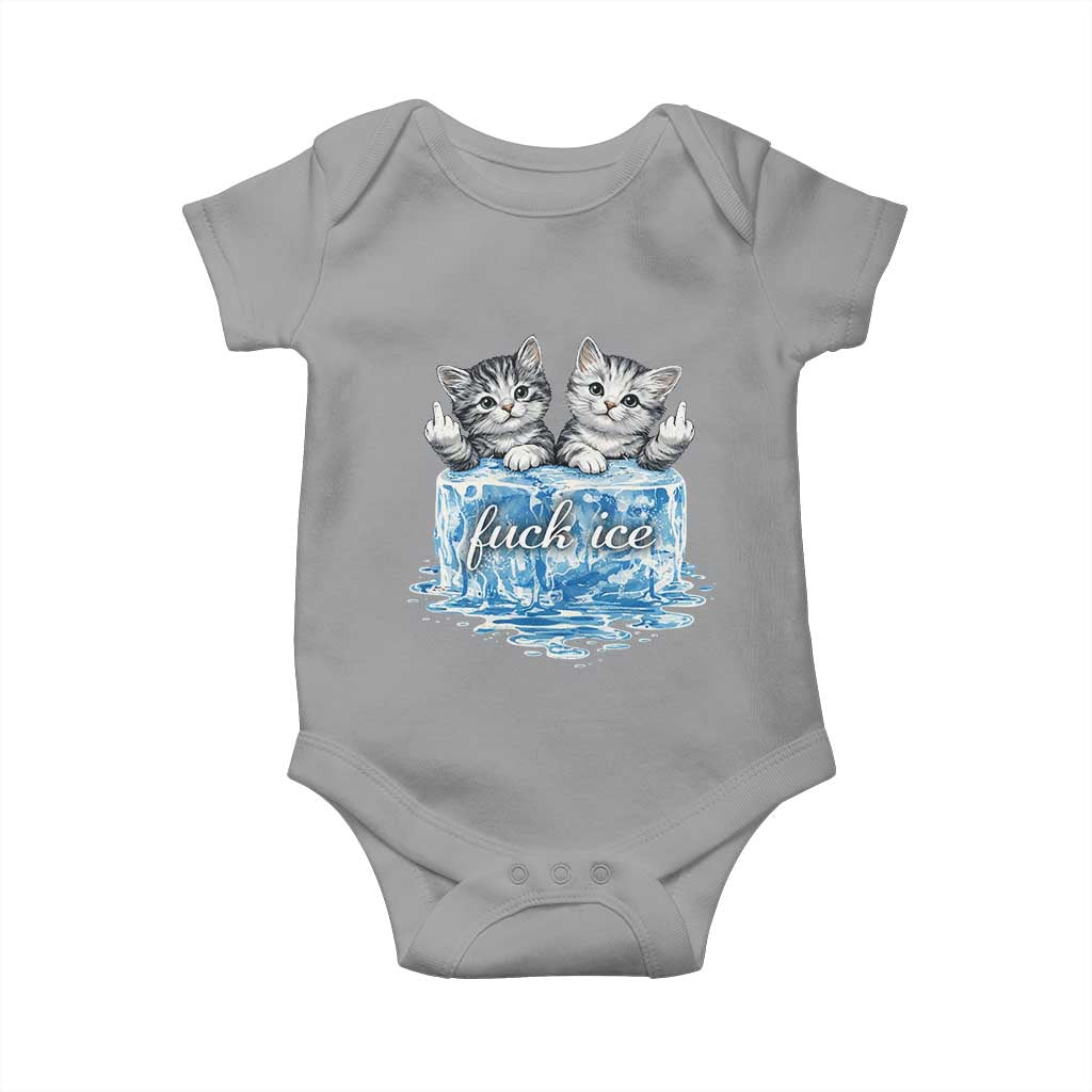 Fck Ice Baby Onesie Cute Cat Melting Ice Pro Immigrant TS11 Sport Gray Print Your Wear