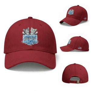 Fck Ice Baseball Cap Cute Cat Melting Ice Pro Immigrant TS11 Baseball Cap Universal Fit Cherry Red Print Your Wear