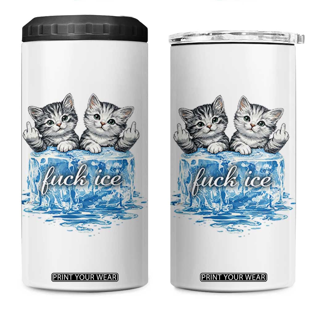 Fck Ice 4 in 1 Can Cooler Tumbler Cute Cat Melting Ice Pro Immigrant TS11 One Size: 16 oz White Print Your Wear