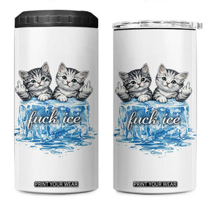 Fck Ice 4 in 1 Can Cooler Tumbler Cute Cat Melting Ice Pro Immigrant TS11 One Size: 16 oz White Print Your Wear