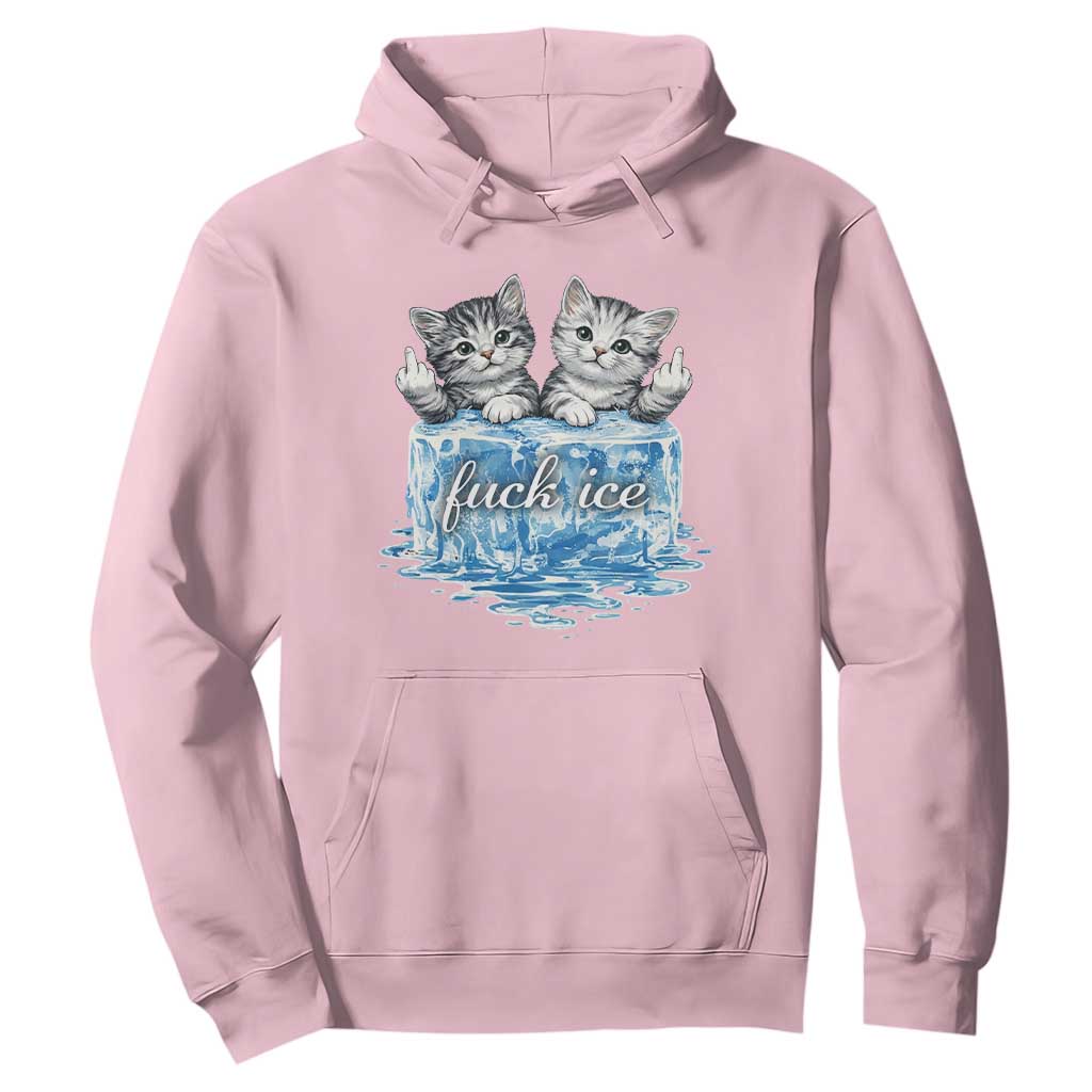 Fck Ice Hoodie Cute Cat Melting Ice Pro Immigrant TS11 Light Pink Print Your Wear
