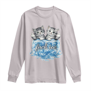 Fck Ice Long Sleeve Shirt Cute Cat Melting Ice Pro Immigrant TS11 Ice Gray Print Your Wear