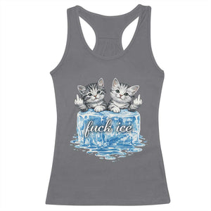 Fck Ice Racerback Tank Top Cute Cat Melting Ice Pro Immigrant TS11 Charcoal Print Your Wear