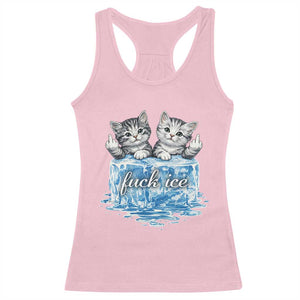 Fck Ice Racerback Tank Top Cute Cat Melting Ice Pro Immigrant TS11 Light Pink Print Your Wear