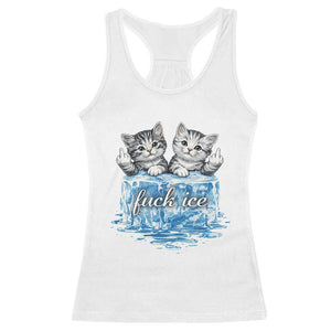Fck Ice Racerback Tank Top Cute Cat Melting Ice Pro Immigrant TS11 White Print Your Wear