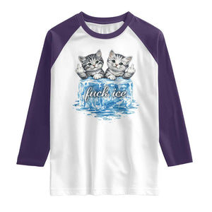 Fck Ice Raglan Shirt Cute Cat Melting Ice Pro Immigrant TS11 White Purple Print Your Wear
