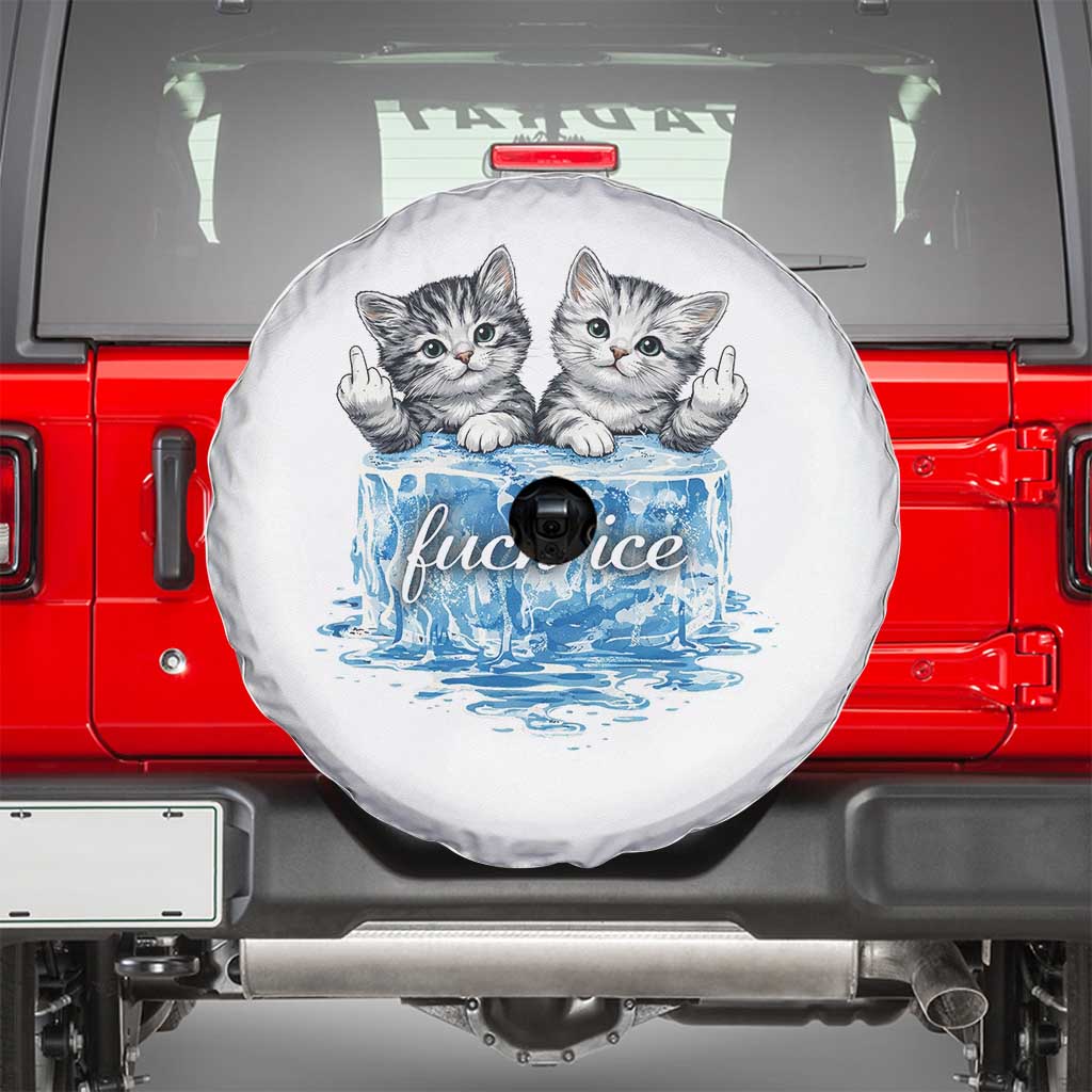 Fck Ice Spare Tire Cover Cute Cat Melting Ice Pro Immigrant TS11 White Print Your Wear