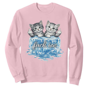 Fck Ice Sweatshirt Cute Cat Melting Ice Pro Immigrant TS11 Light Pink Print Your Wear