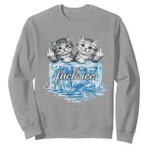 Fck Ice Sweatshirt Cute Cat Melting Ice Pro Immigrant TS11 Sport Gray Print Your Wear