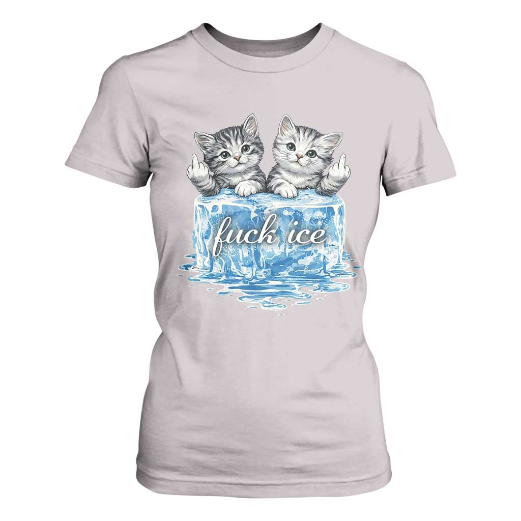 Fck Ice T Shirt For Women Cute Cat Melting Ice Pro Immigrant TS11 Ice Gray Print Your Wear
