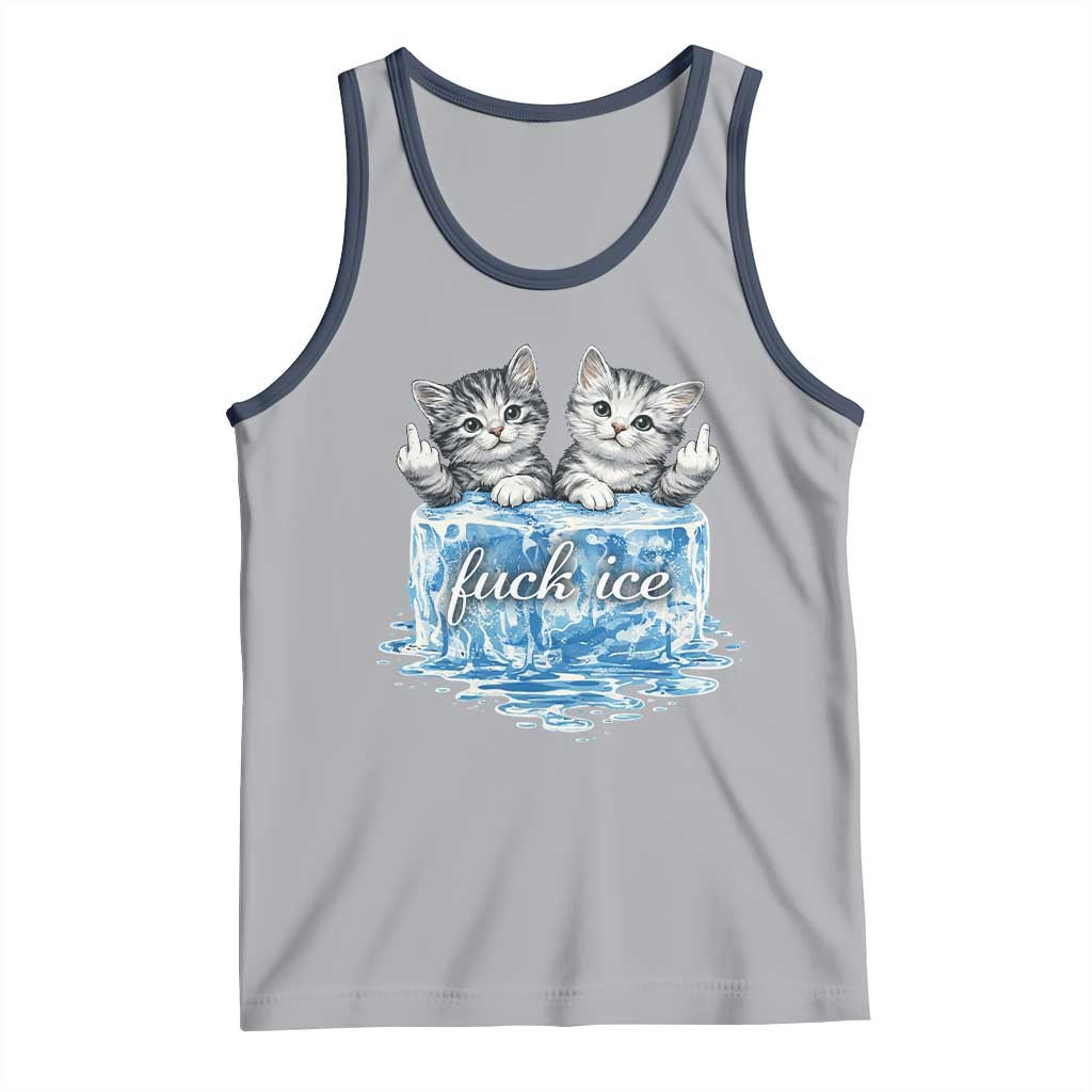 Fck Ice Tank Top Cute Cat Melting Ice Pro Immigrant TS11 Athletic Heather Navy Print Your Wear