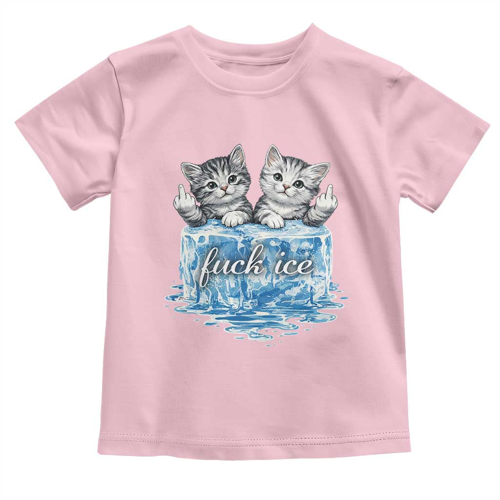 Fck Ice Toddler T Shirt Cute Cat Melting Ice Pro Immigrant TS11 Light Pink Print Your Wear