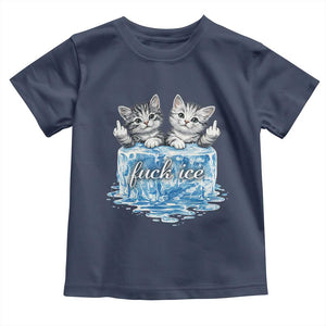 Fck Ice Toddler T Shirt Cute Cat Melting Ice Pro Immigrant TS11 Navy Print Your Wear