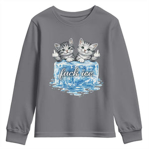 Fck Ice Youth Sweatshirt Cute Cat Melting Ice Pro Immigrant TS11 Charcoal Print Your Wear