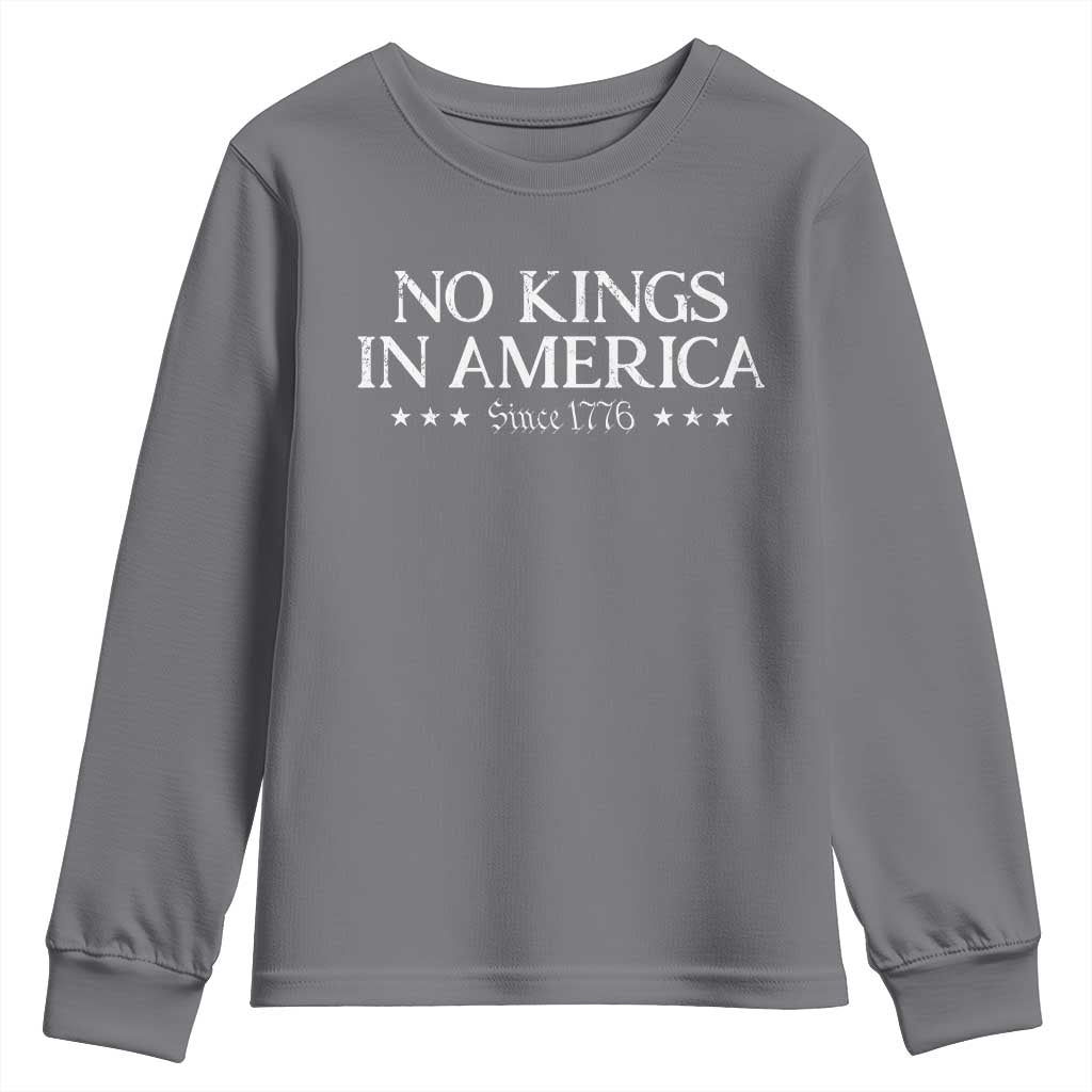 No Kings In America Since 1776 Youth Sweatshirt Vintage Star TS11 Charcoal Print Your Wear