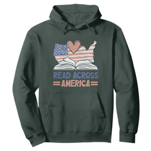 Funny National Reading Month Books Readers Hoodie Reading Across America Teacher American Flag TS11 Dark Forest Green Print Your Wear