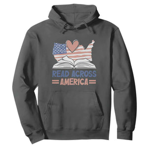 Funny National Reading Month Books Readers Hoodie Reading Across America Teacher American Flag TS11 Dark Heather Print Your Wear