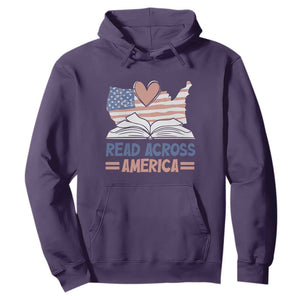 Funny National Reading Month Books Readers Hoodie Reading Across America Teacher American Flag TS11 Purple Print Your Wear