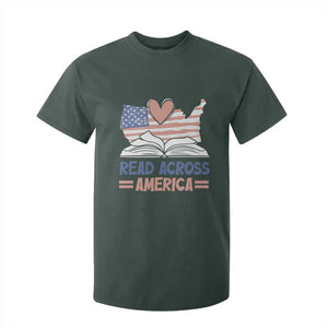 Funny National Reading Month Books Readers T Shirt For Kid Reading Across America Teacher American Flag TS11 Dark Forest Green Print Your Wear
