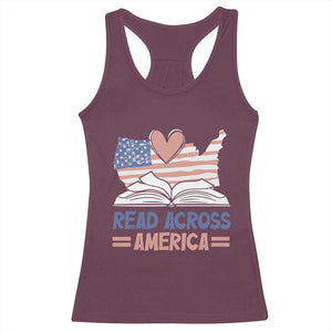 Funny National Reading Month Books Readers Racerback Tank Top Reading Across America Teacher American Flag TS11 Maroon Print Your Wear
