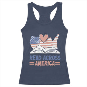 Funny National Reading Month Books Readers Racerback Tank Top Reading Across America Teacher American Flag TS11 Navy Print Your Wear