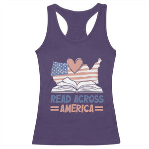 Funny National Reading Month Books Readers Racerback Tank Top Reading Across America Teacher American Flag TS11 Purple Print Your Wear