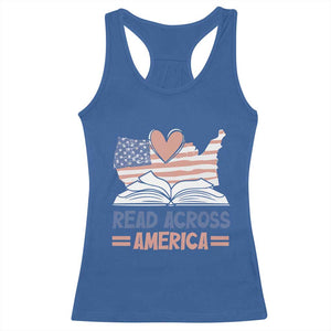Funny National Reading Month Books Readers Racerback Tank Top Reading Across America Teacher American Flag TS11 Royal Blue Print Your Wear