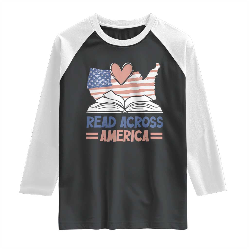 Funny National Reading Month Books Readers Raglan Shirt Reading Across America Teacher American Flag TS11 Black White Print Your Wear