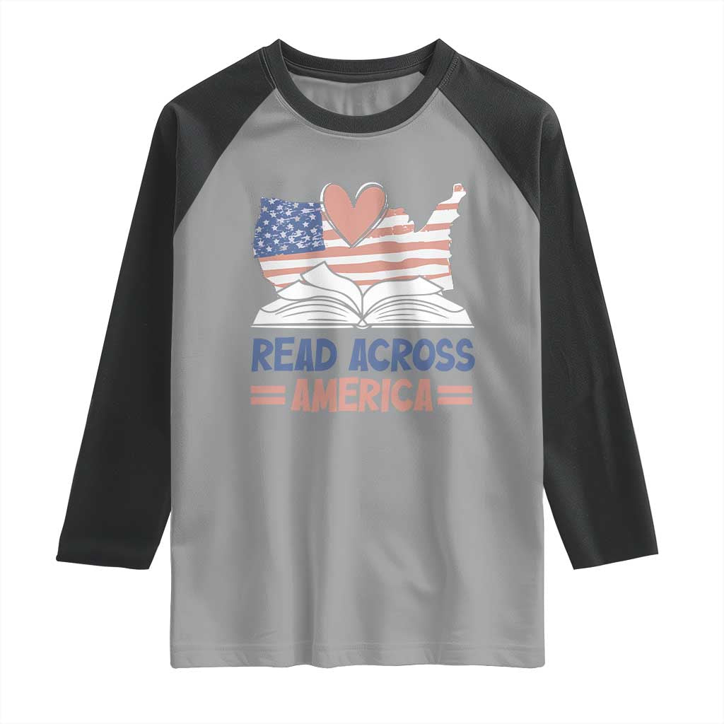 Funny National Reading Month Books Readers Raglan Shirt Reading Across America Teacher American Flag TS11 Sport Gray Black Print Your Wear