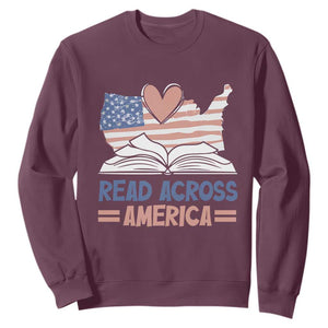 Funny National Reading Month Books Readers Sweatshirt Reading Across America Teacher American Flag TS11 Maroon Print Your Wear