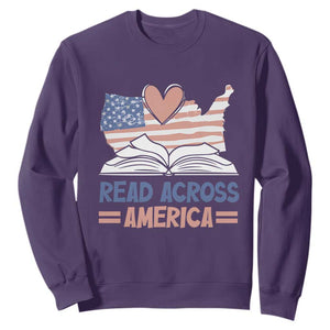 Funny National Reading Month Books Readers Sweatshirt Reading Across America Teacher American Flag TS11 Purple Print Your Wear