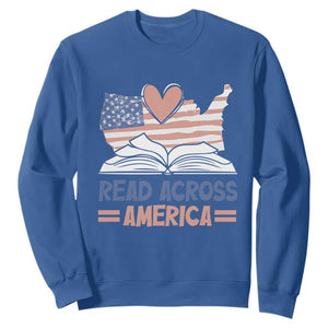 Funny National Reading Month Books Readers Sweatshirt Reading Across America Teacher American Flag TS11 Royal Blue Print Your Wear