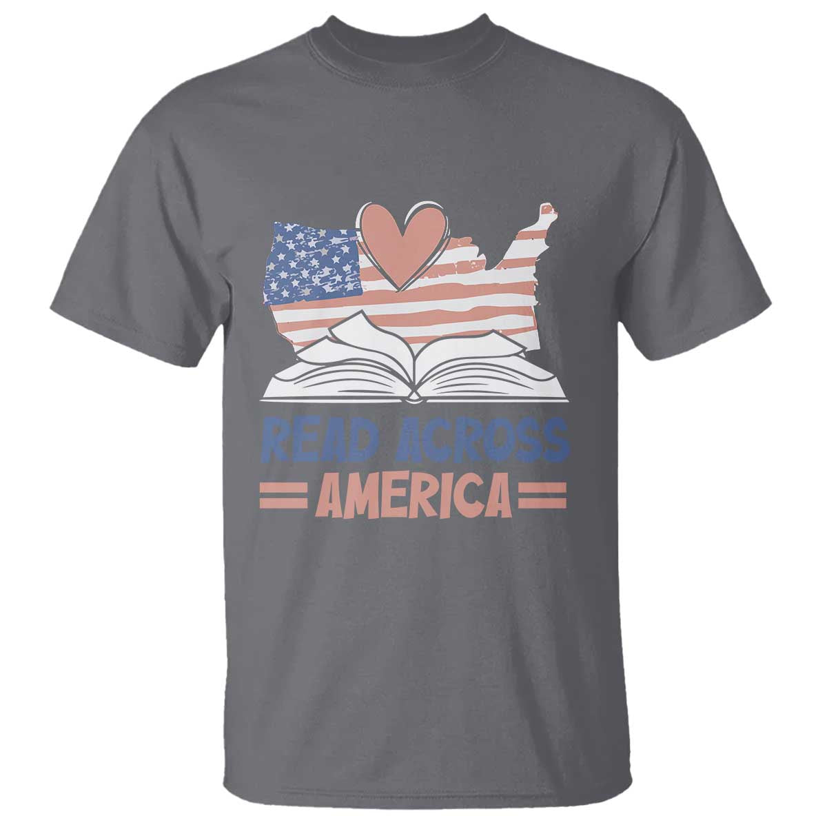 Funny National Reading Month Books Readers T Shirt Reading Across America Teacher American Flag TS11 Charcoal Print Your Wear