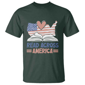 Funny National Reading Month Books Readers T Shirt Reading Across America Teacher American Flag TS11 Dark Forest Green Print Your Wear